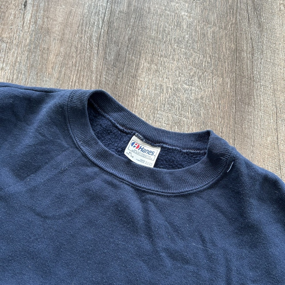 Vintage Hanes Sweatshirt Mens XL Blue Premium Weight Crewneck Pullover Blank